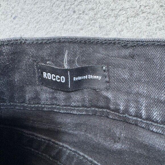 True Religion Jeans Men 36x33 Black Rocco Relaxed Skinny Stretch Faded Flap - Picture 7 of 16